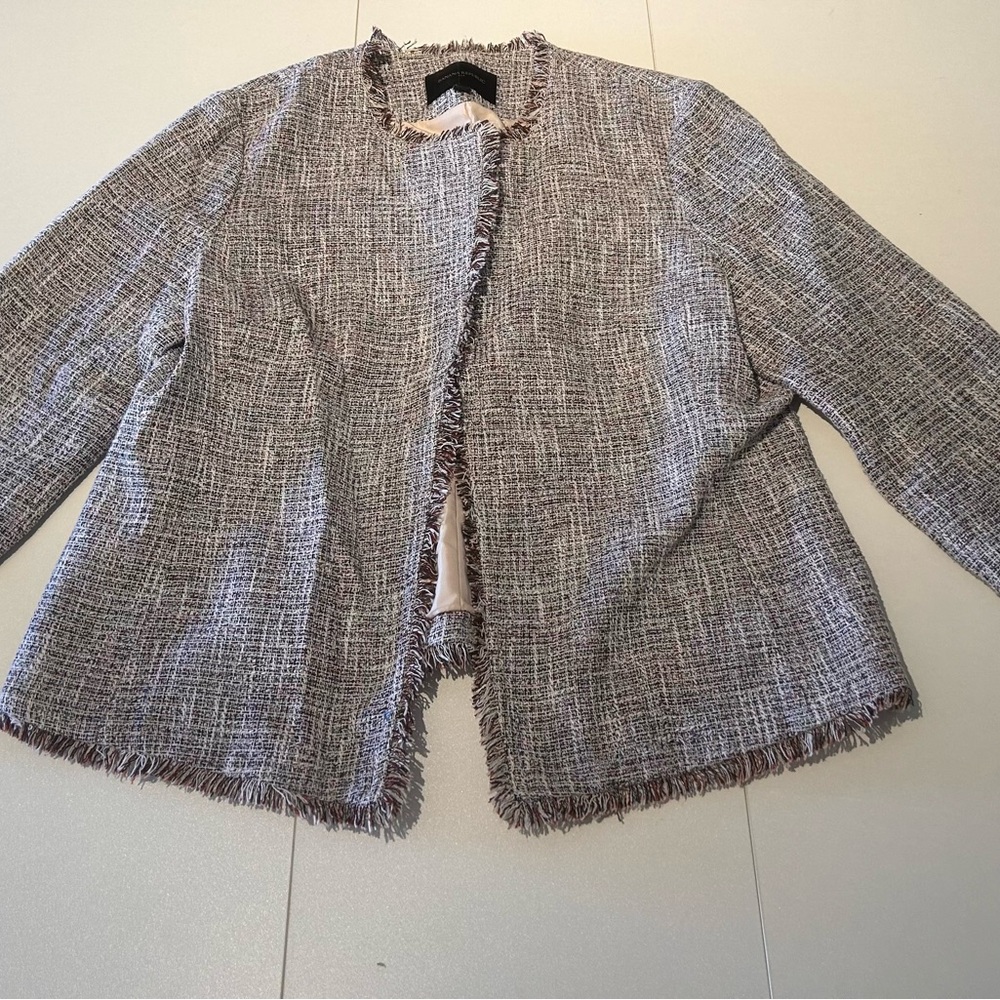 Banana Republic Gray Tweed Frayed Blazer